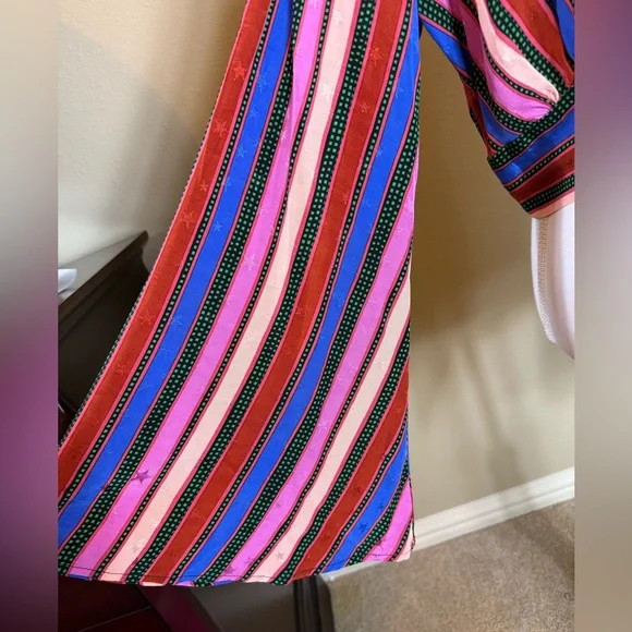 NWT Topshop cropped Multicolor Tie-Front Blouse with flare sleeves size … - Picture 4 of 12